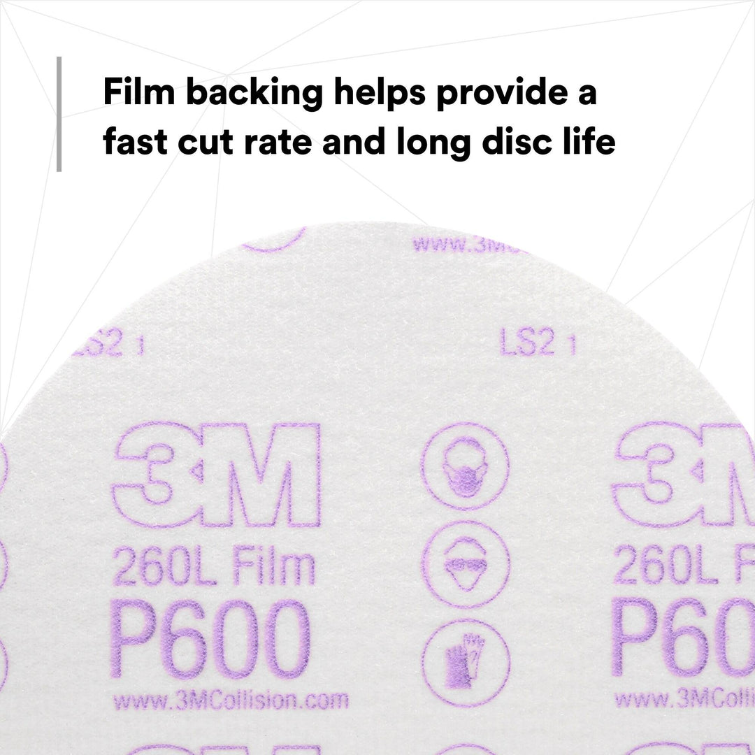 3M Hookit Finishing Film Abrasive Disc 260L, 00971, 6 in, P600