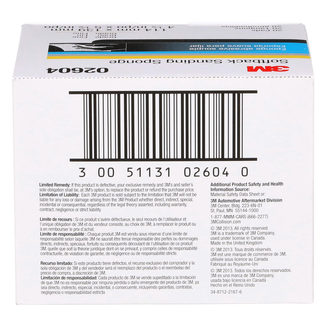 3M Softback Sanding Sponge 02604, 4 1/2 in x 5 1/2 in (115 mm x
140 mm), Fine