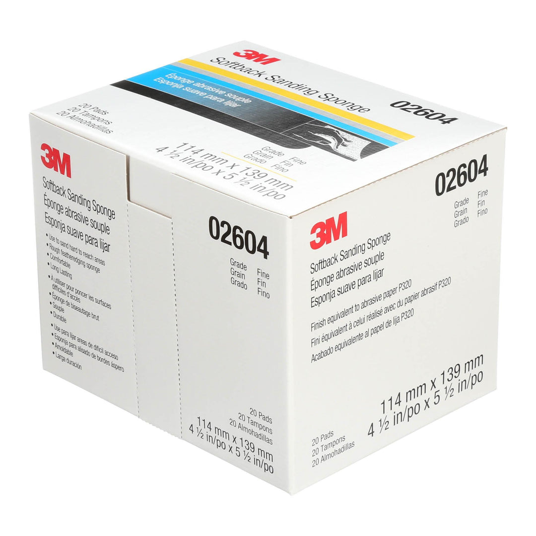 3M Softback Sanding Sponge 02604, 4 1/2 in x 5 1/2 in (115 mm x
140 mm), Fine