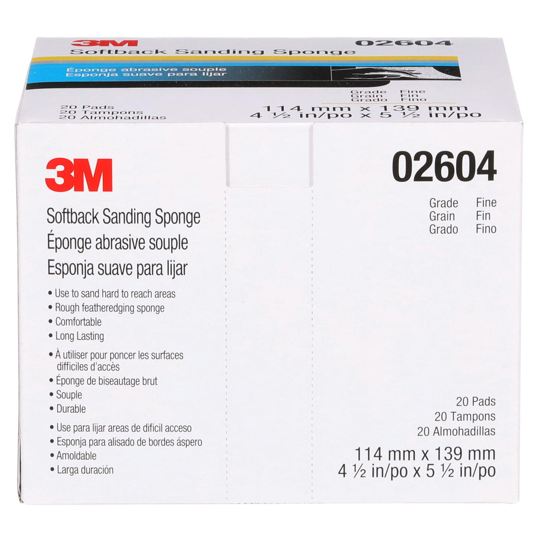 3M Softback Sanding Sponge 02604, 4 1/2 in x 5 1/2 in (115 mm x
140 mm), Fine