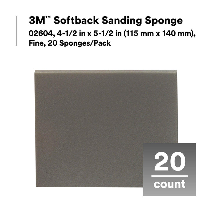 3M Softback Sanding Sponge 02604, 4 1/2 in x 5 1/2 in (115 mm x
140 mm), Fine
