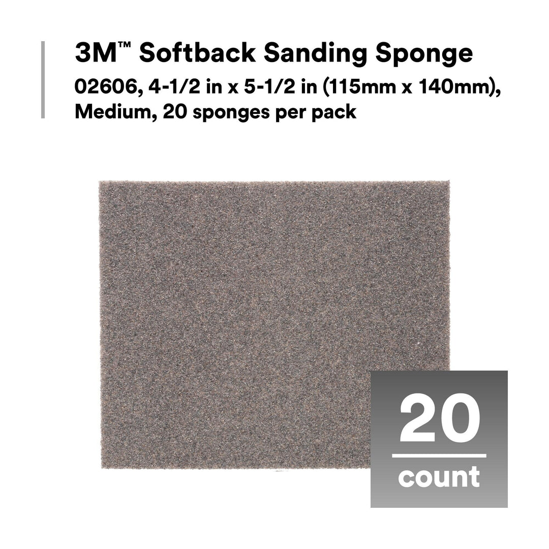 3M Softback Sanding Sponge 02606, 4-1/2 in x 5-1/2 in, (115mm x
140mm), Medium