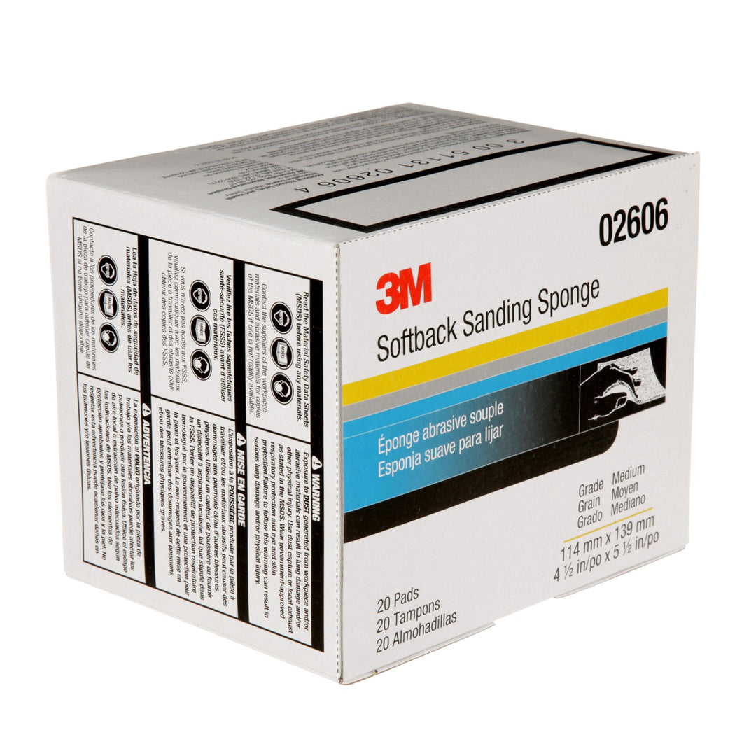 3M Softback Sanding Sponge 02606, 4-1/2 in x 5-1/2 in, (115mm x
140mm), Medium