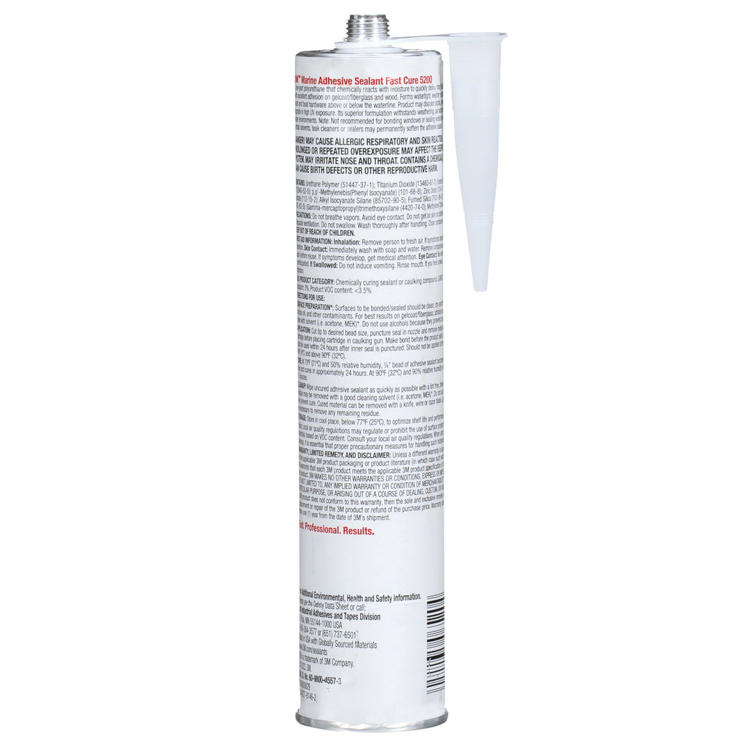 3M Marine Adhesive Sealant 5200FC, Fast Cure, White, 295 mL Cartridge