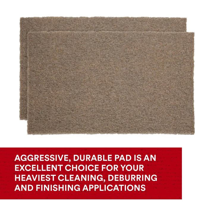 Scotch-Brite Heavy Duty Hand Pad 7440B, HP-HP, A/O Medium, Tan, 6 in x 9 in