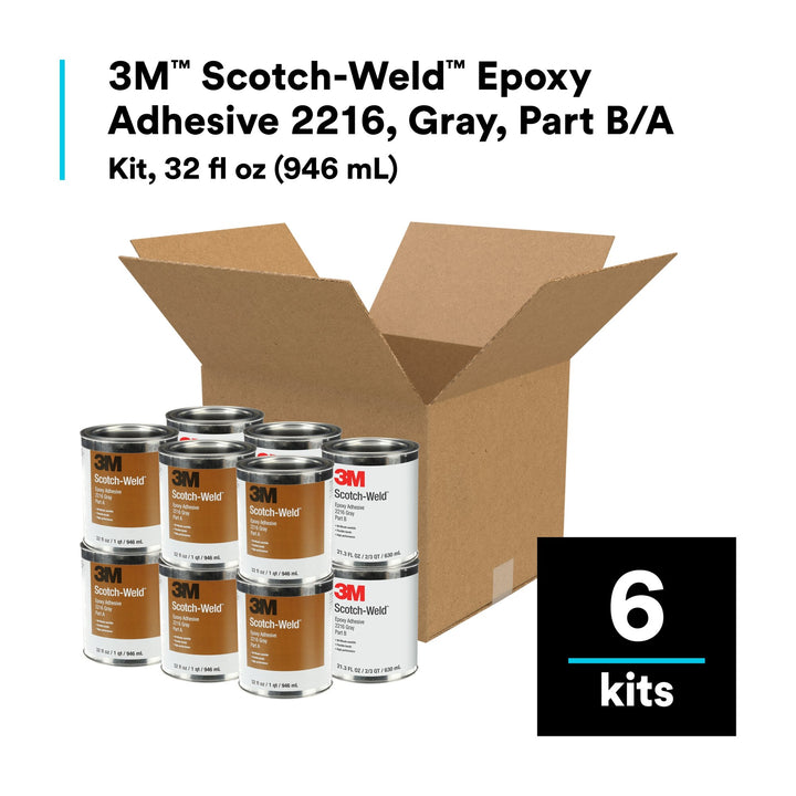 3M Scotch-Weld Epoxy Adhesive 2216, Gray, Part B/A, 1 Quart