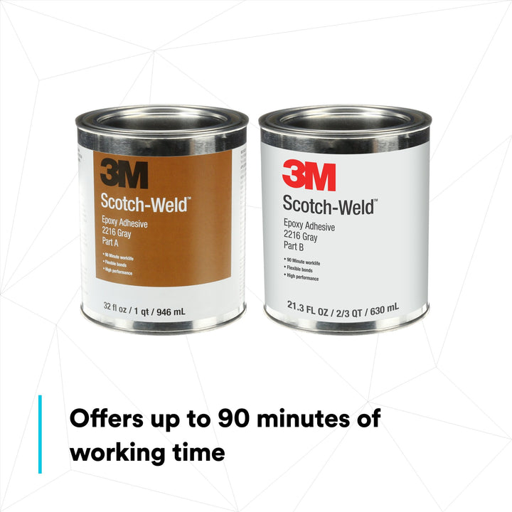 3M Scotch-Weld Epoxy Adhesive 2216, Gray, Part B/A, 1 Quart