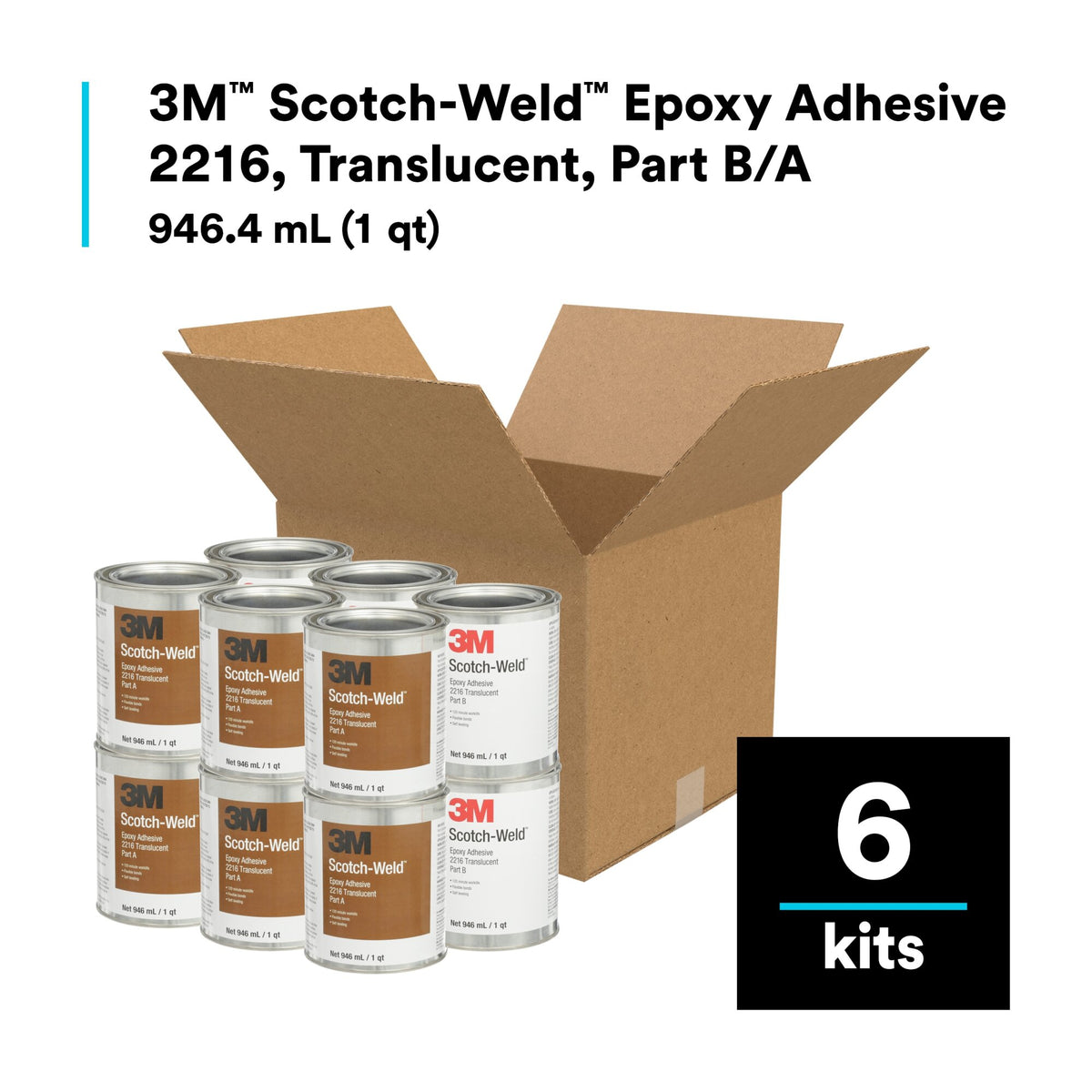 3M Scotch-Weld Epoxy Adhesive 2216, Translucent, Part B/A, 1 Quart ...