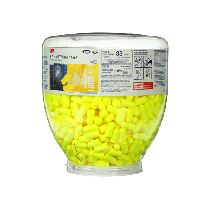 3M E-A-Rsoft Yellow Neons One Touch Refill Earplugs 391-1004,Uncorded