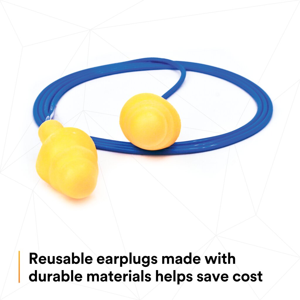 3M E-A-R UltraFit Earplugs 340-4004, Corded, Poly Bag, 100 Pairs