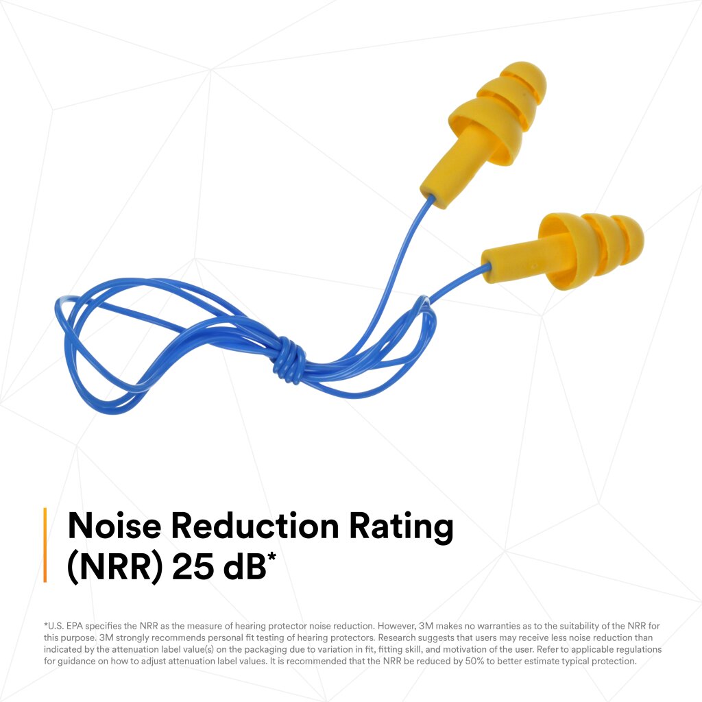 3M E-A-R UltraFit Earplugs 340-4004, Corded, Poly Bag, 100 Pairs