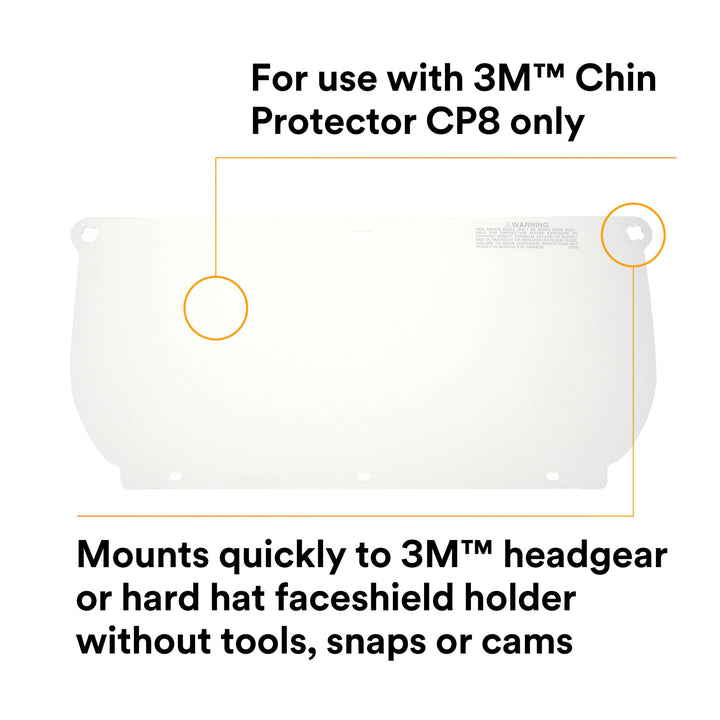 3M Clear Polycarbonate Faceshield WP98, 82543-00000, Flat Stock