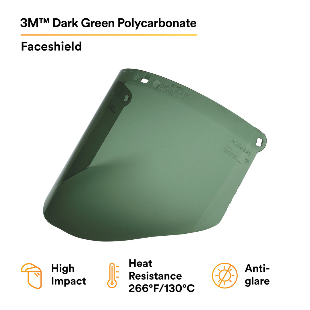 3M Polycarbonate Faceshield WP96C, Dark Green, 82702-00000, Molded