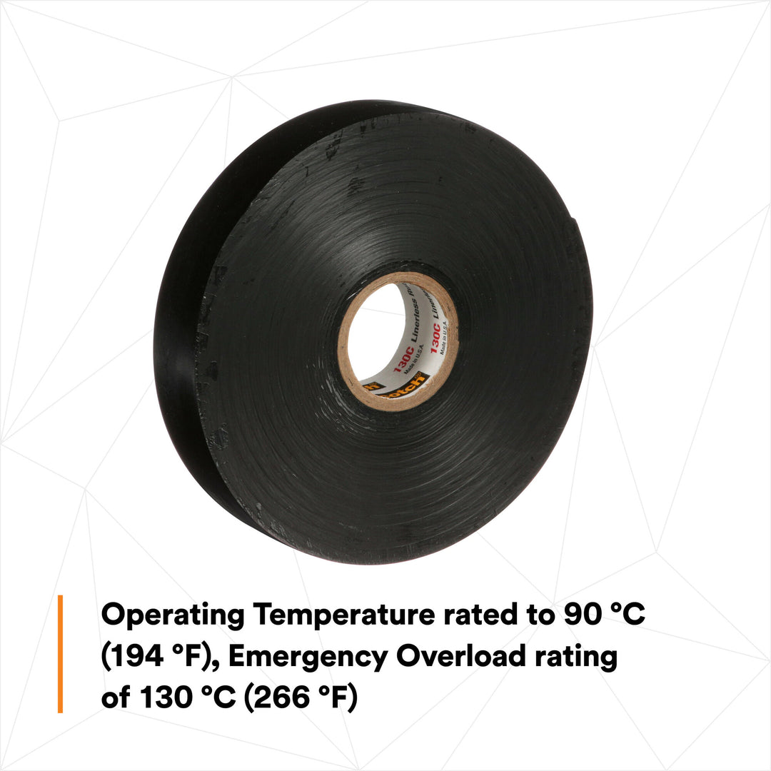 Scotch® Linerless Rubber Splicing Tape 130C, 3/4 in x 30 ft, Black