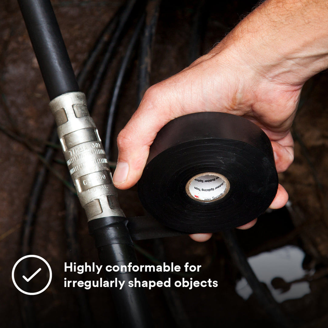 Scotch® Linerless Rubber Splicing Tape 130C, 1-1/2 in x 30 ft, Black