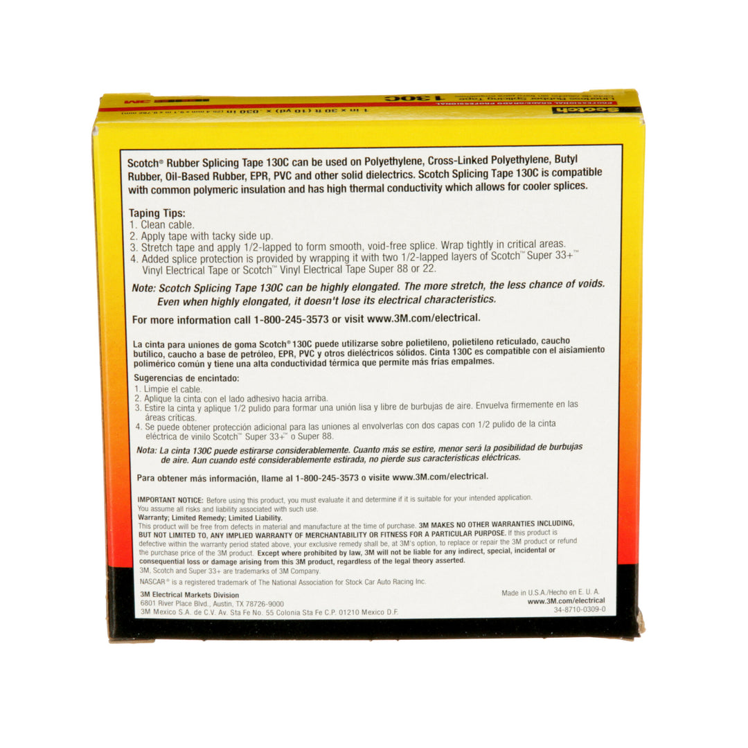 Scotch® Linerless Rubber Splicing Tape 130C, 1 in x 30 ft, Black, 1
roll/carton