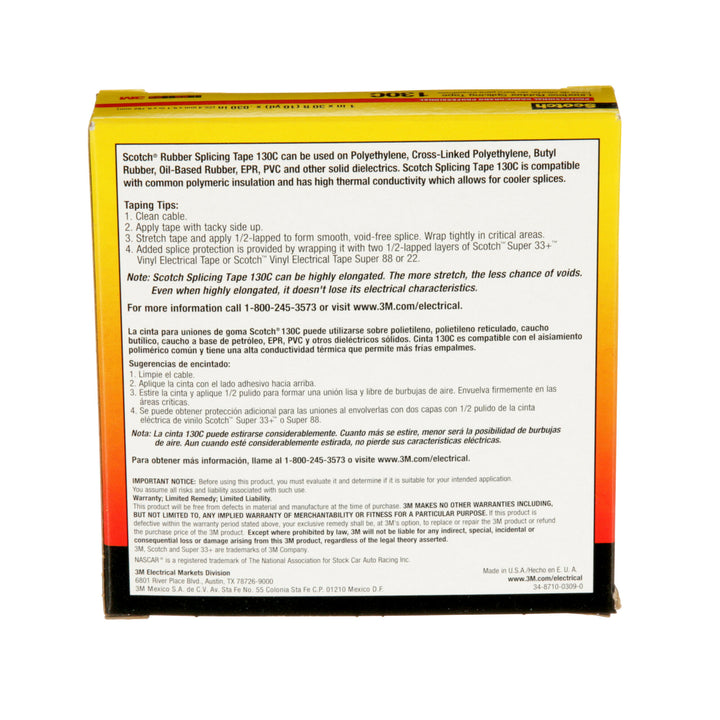 Scotch® Linerless Rubber Splicing Tape 130C, 1 in x 30 ft, Black, 1
roll/carton