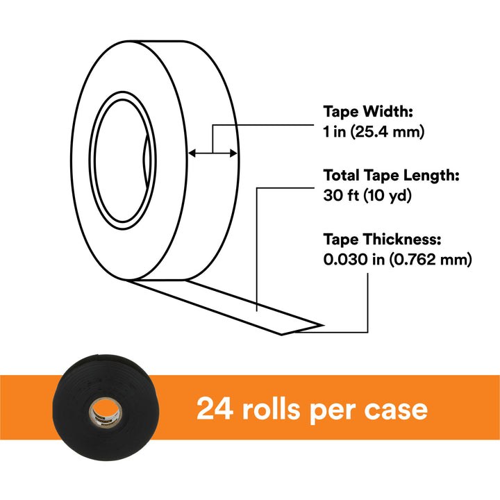 Scotch® Linerless Rubber Splicing Tape 130C, 1 in x 30 ft, Black, 1
roll/carton