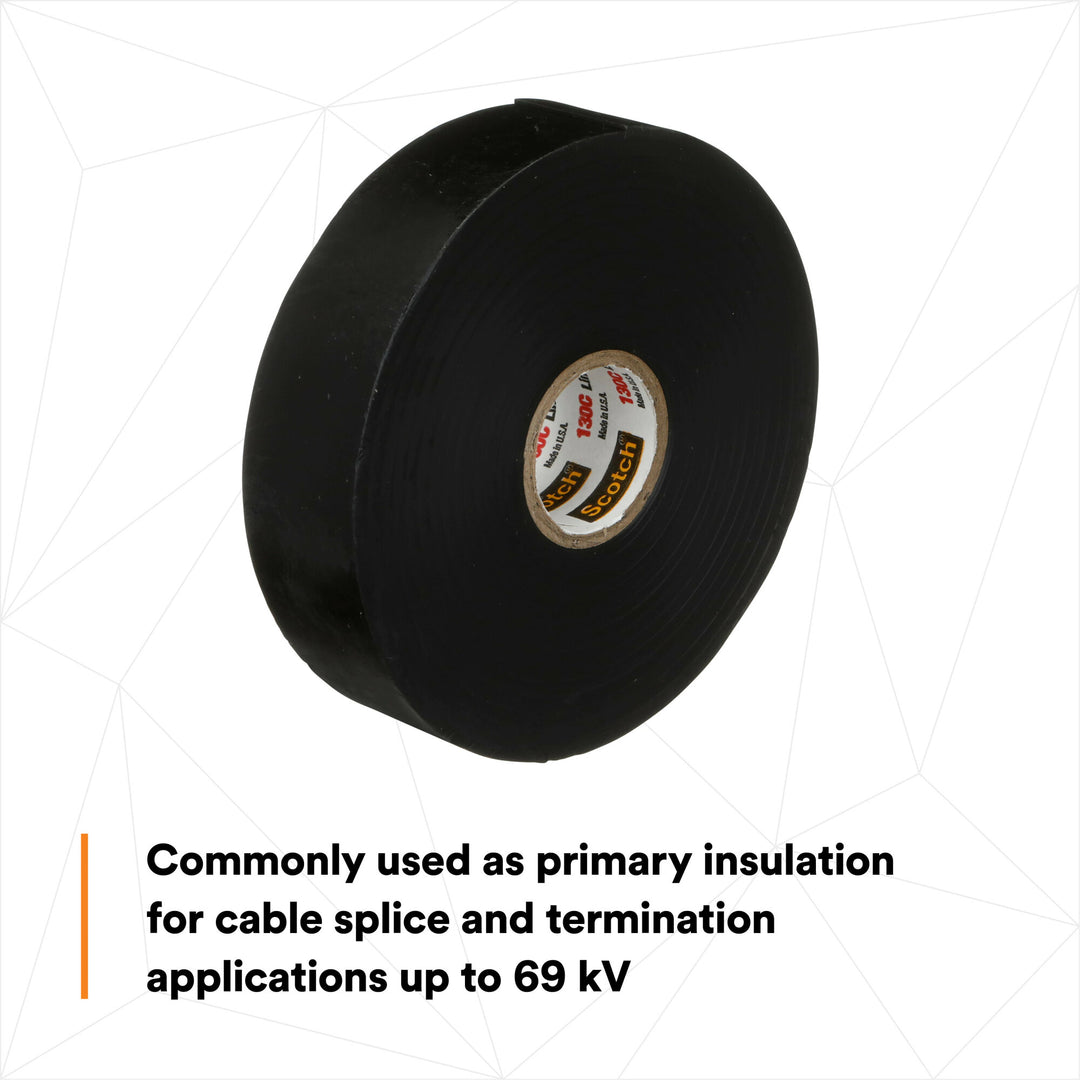 Scotch® Linerless Rubber Splicing Tape 130C, 1 in x 30 ft, Black, 1
roll/carton