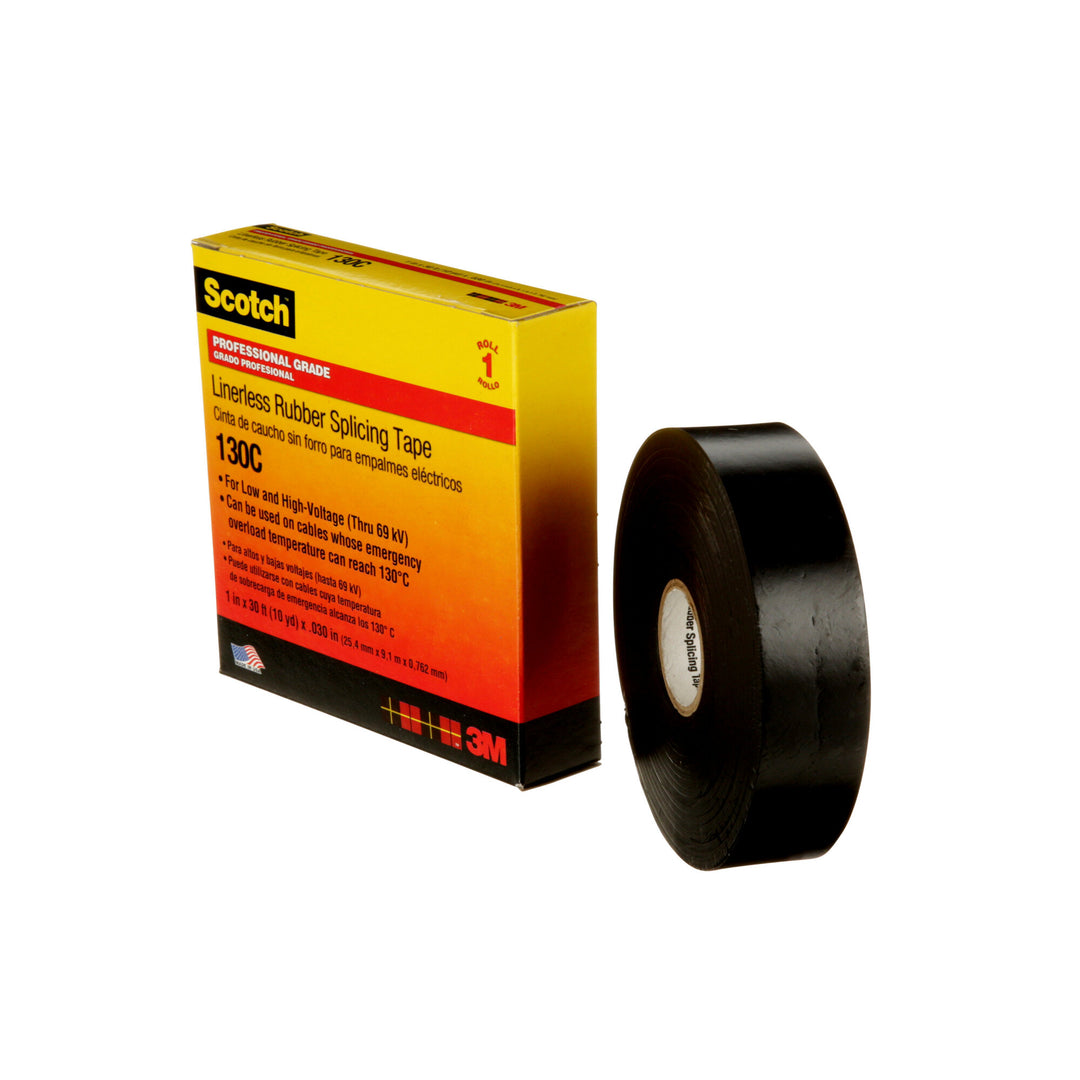 Scotch® Linerless Rubber Splicing Tape 130C, 1 in x 30 ft, Black, 1
roll/carton