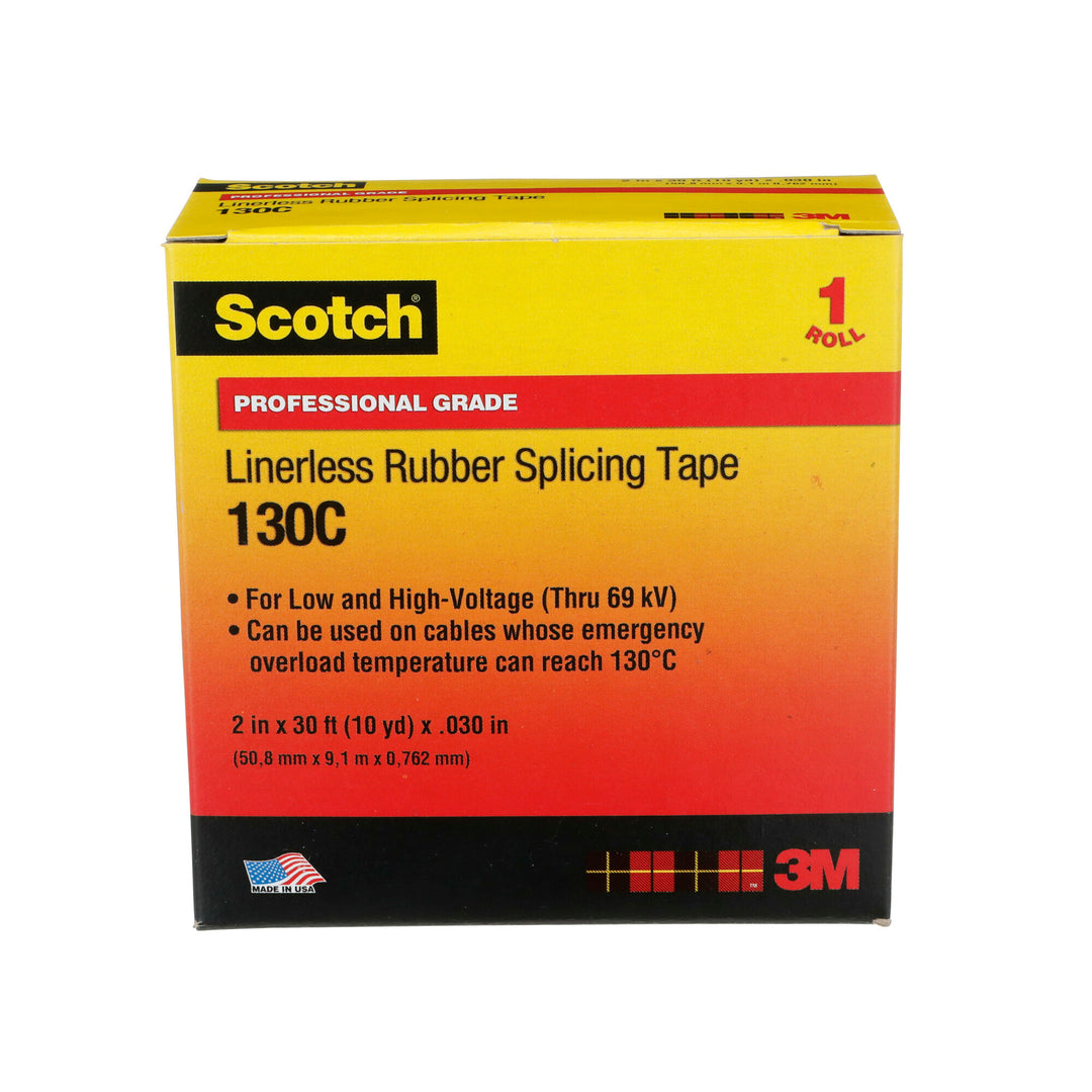 Scotch® Linerless Rubber Splicing Tape 130C, 2 in x 30 ft, Black