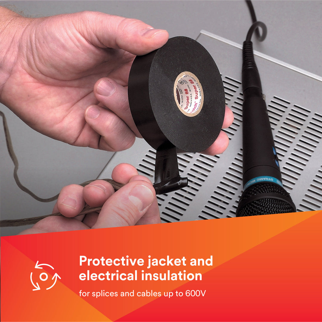 Scotch® Vinyl Electrical Tape Super 88, 2 in x 36 yd, Black