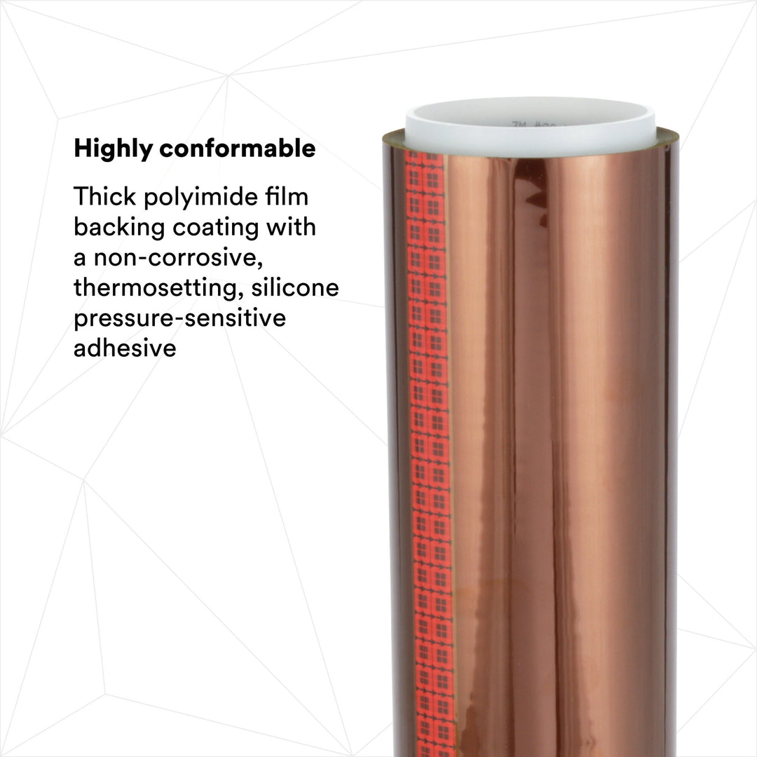 3M Polyimide Film Electrical Tape 92, Amber, Silicone Adhesive, 1 mil
film