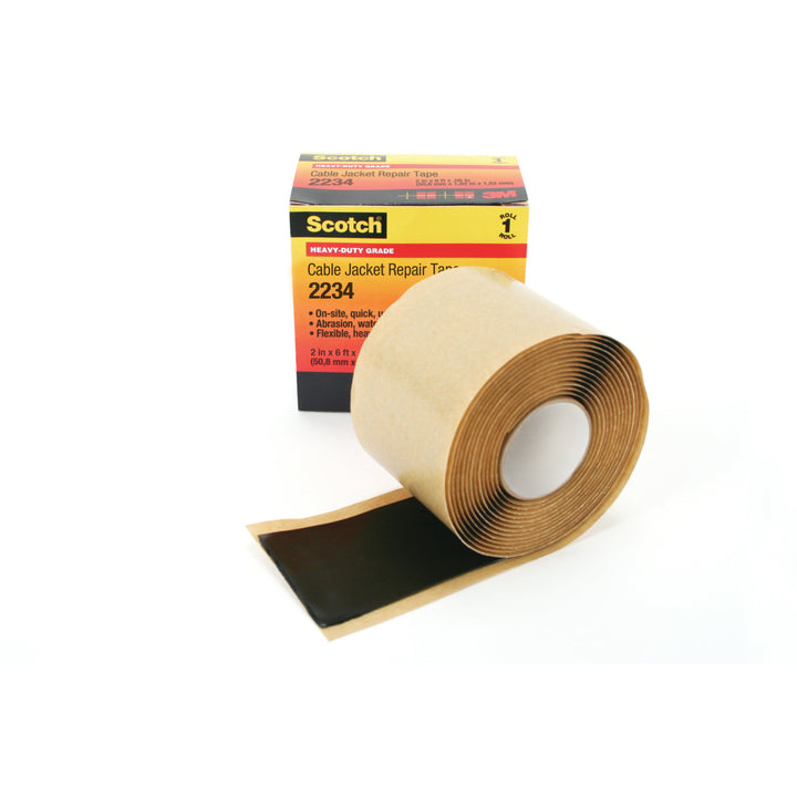 Scotch® Cable Jacket Repair Tape 2234, 2 in x 6 ft, Black, 1
roll/carton