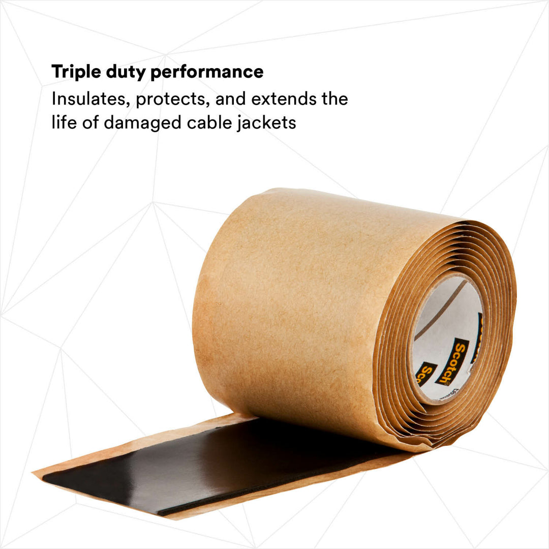 Scotch® Cable Jacket Repair Tape 2234, 2 in x 6 ft, Black, 1
roll/carton