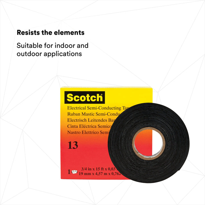 Scotch® Electrical Semi-Conducting Tape 13, 3/4 in x 15 ft, Printed,
Black