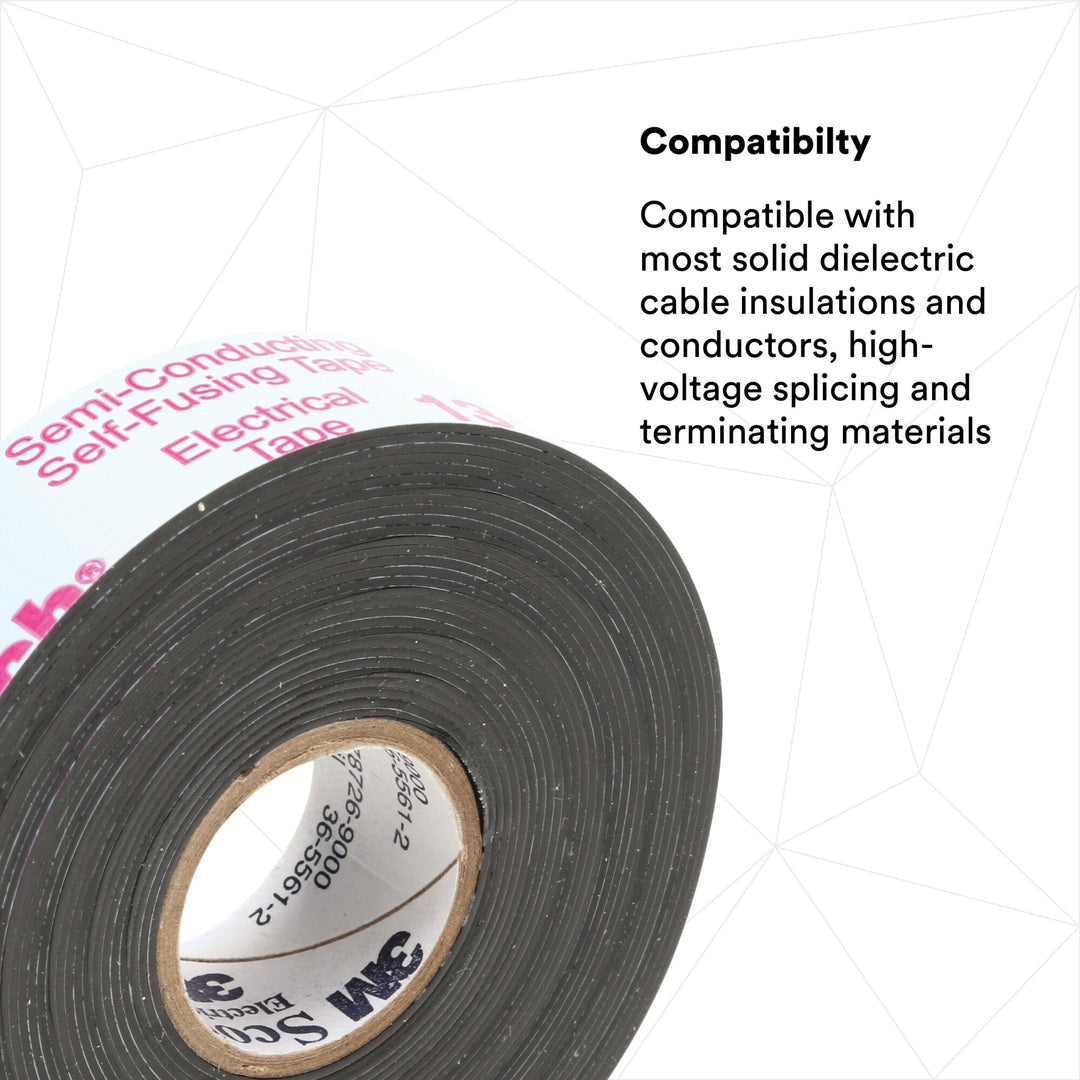 Scotch® Electrical Semi-Conducting Tape 13, 3/4 in x 15 ft, Printed,
Black