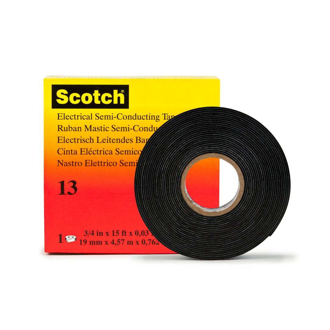 Scotch® Electrical Semi-Conducting Tape 13, 3/4 in x 15 ft, Printed,
Black