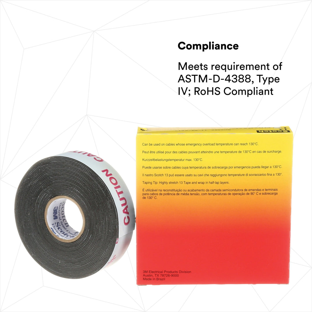 Scotch® Electrical Semi-Conducting Tape 13, 3/4 in x 15 ft, Printed,
Black