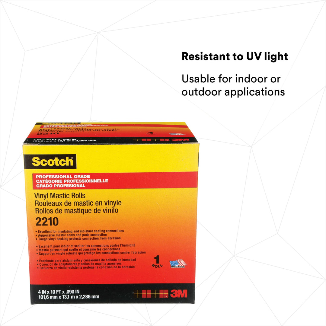 Scotch® Vinyl Mastic Roll 2210, 4 in x 10 ft, Black, 1 roll/carton