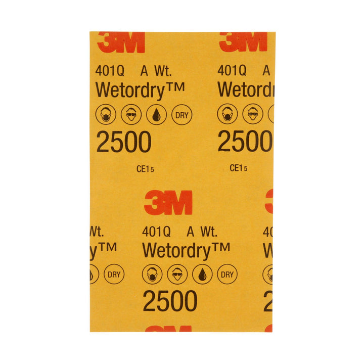 3M Wetordry Abrasive Sheet 401Q, 02045, 2500, 5 1/2 x 9 in, 50 sheets
per carton
