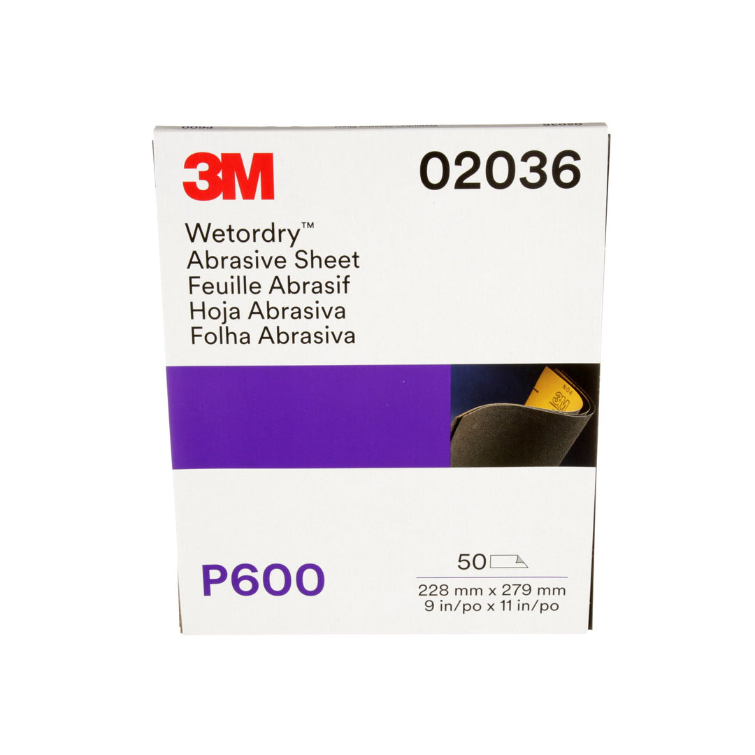 3M Wetordry Abrasive Sheet 213Q, 02036, P600, 9 in x 11 in, 50 sheetsper carton