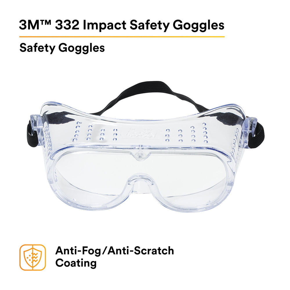 3M 332 Impact Safety Goggles Anti-Fog 40651-00000-10