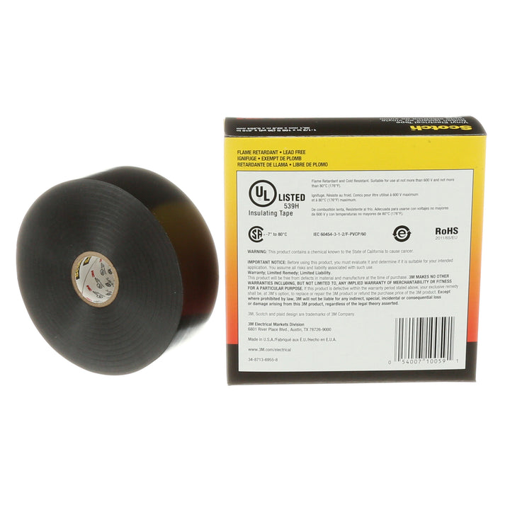 Scotch® Vinyl Electrical Tape 22, 1-1/2 in x 36 yd, Black, 1
roll/carton