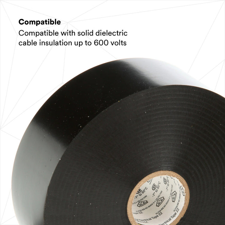 Scotch® Vinyl Electrical Tape 22, 1-1/2 in x 36 yd, Black, 1
roll/carton