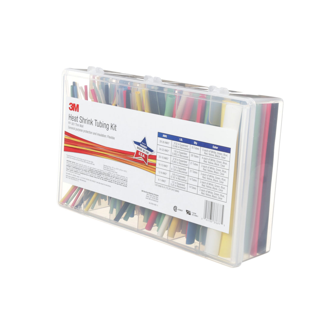 3M Heat Shrink Tubing FP-301-Color-Assortment: 5 Kits/Case