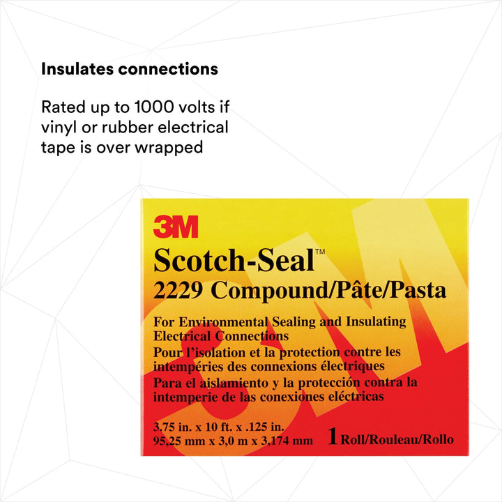 3M Scotch-Seal Mastic Tape Compound 2229, 3-3/4 in x 10 ft, Black, 1roll/carton