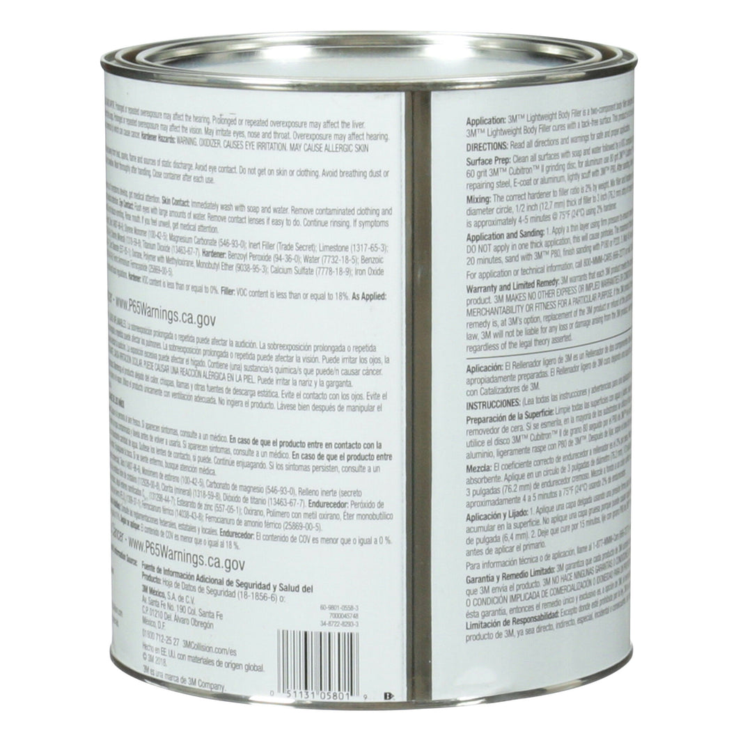 3M Lightweight Body Filler, 05801, 1 gal
