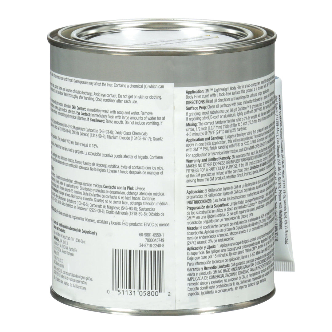 3M Lightweight Body Filler, 05800, 1 qt