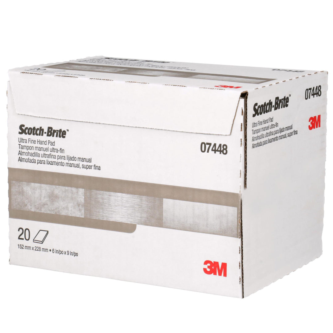 Scotch-Brite Hand Pad 7448, HP-HP, SiC Ultra Fine, Gray, 6 in x 9 in,
20/Carton