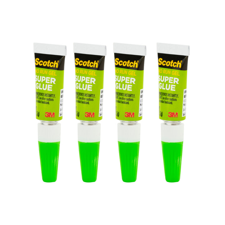 Scotch® Super Glue Gel AD119, 4-Pack of single-use tubes, .017 oz each