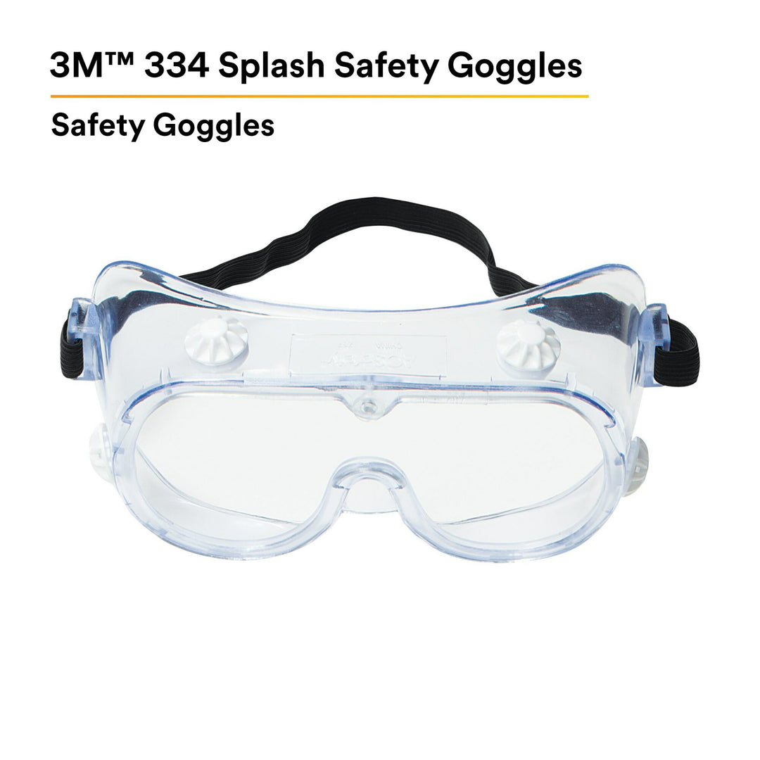 3M Safety Splash Goggle 334, 40660-00000-10, Clear Lens