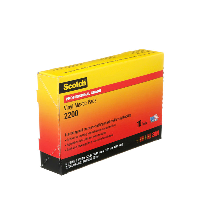Scotch® Vinyl Mastic Pad 2200, 6-1/2 in x 4-1/2 in, Black, 10pads/carton