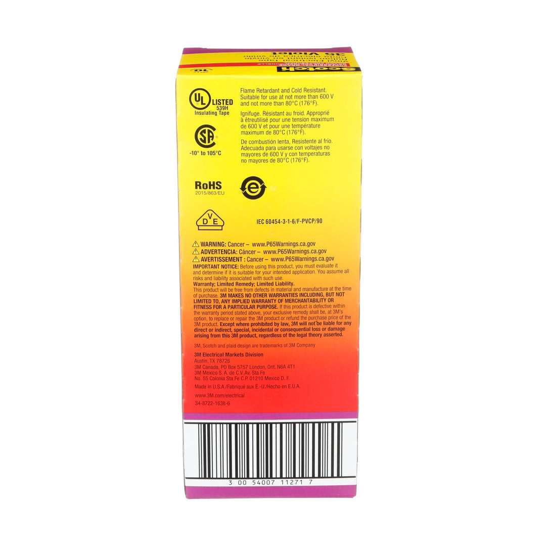 Scotch® Vinyl Color Coding Electrical Tape 35, 3/4 in x 66 ft, Violet