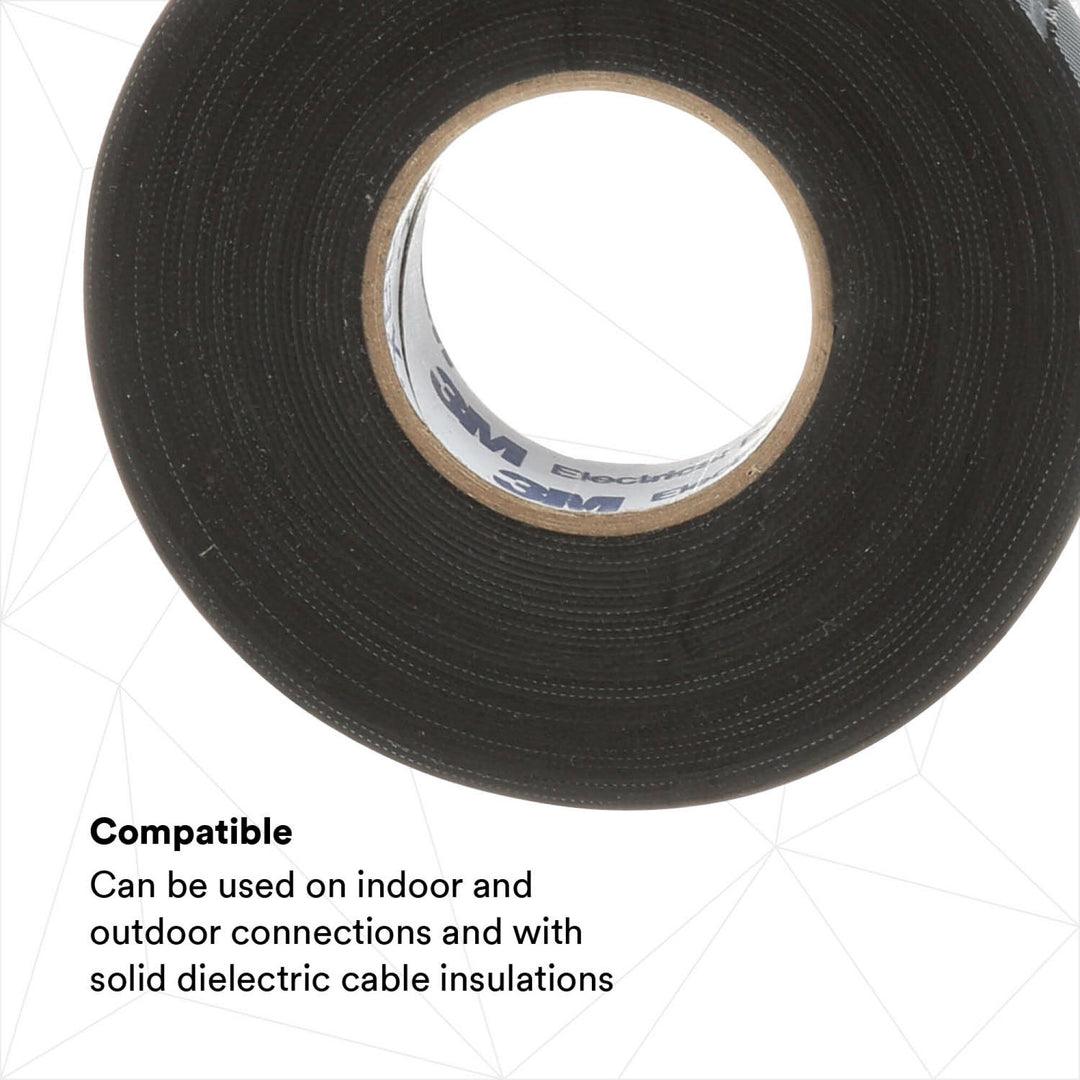 3M Temflex Rubber Splicing Tape 2155, 1-1/2 in x 22 ft, Black