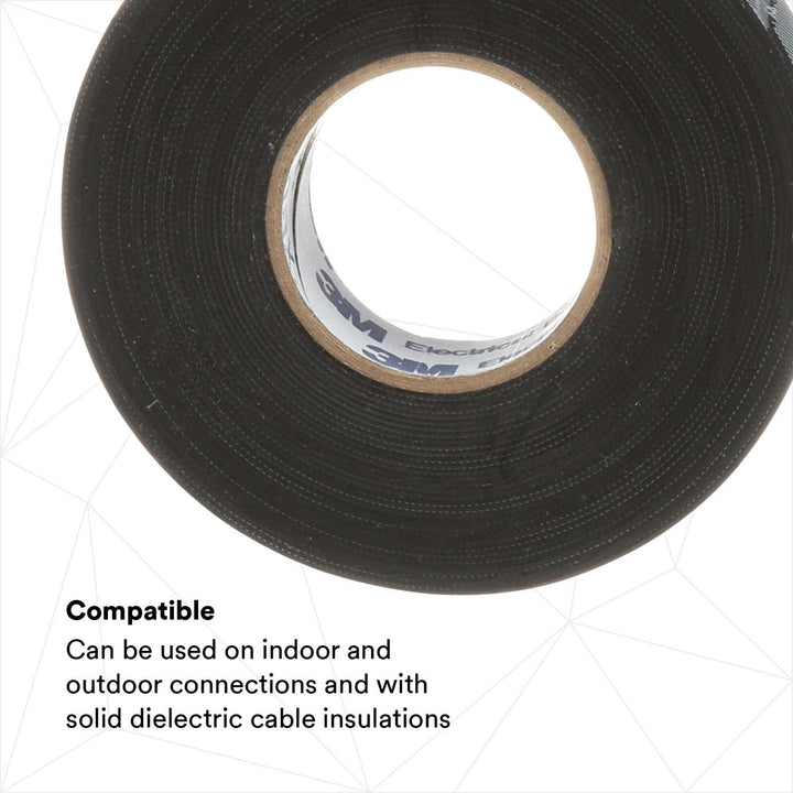 3M Temflex Rubber Splicing Tape 2155, 1-1/2 in x 22 ft, Black